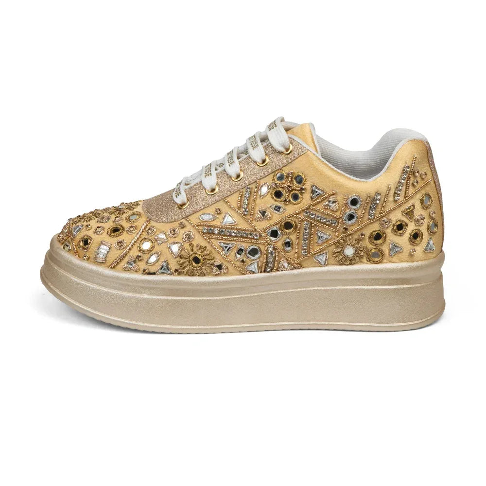 The Cassiana Luxury Gilded Prism Embellished Trainer Rettrose