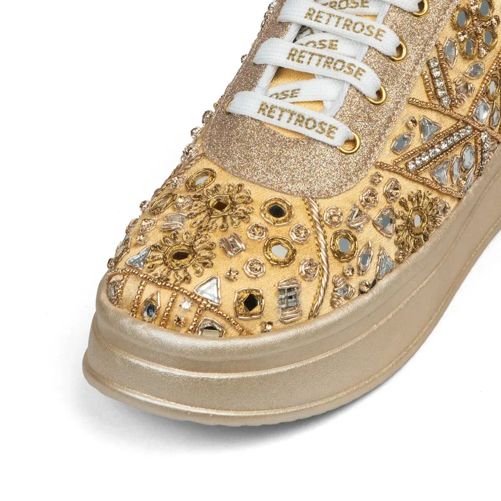 The Cassiana Luxury Gilded Prism Embellished Trainer Rettrose