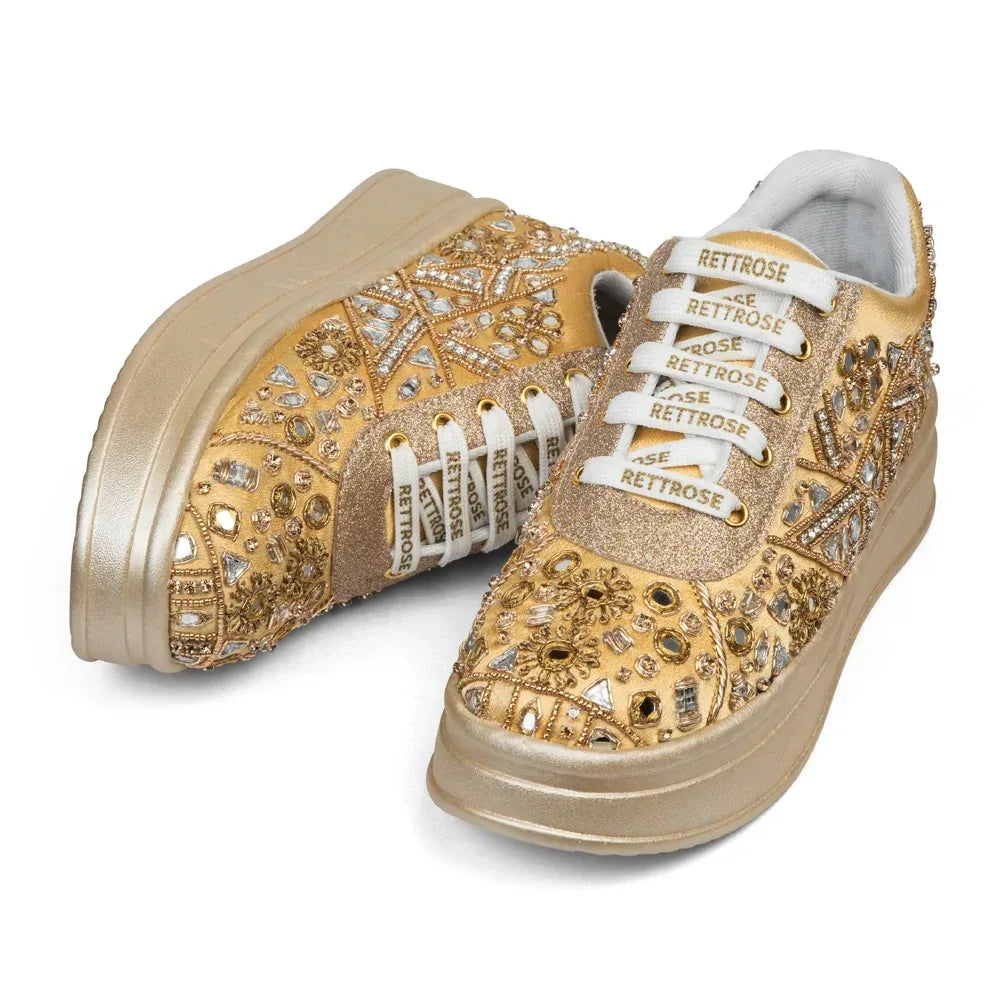 The Cassiana Luxury Gilded Prism Embellished Trainer Rettrose