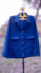 Corduroy Oversized Shacket Rich Electric Blue Stylstpls