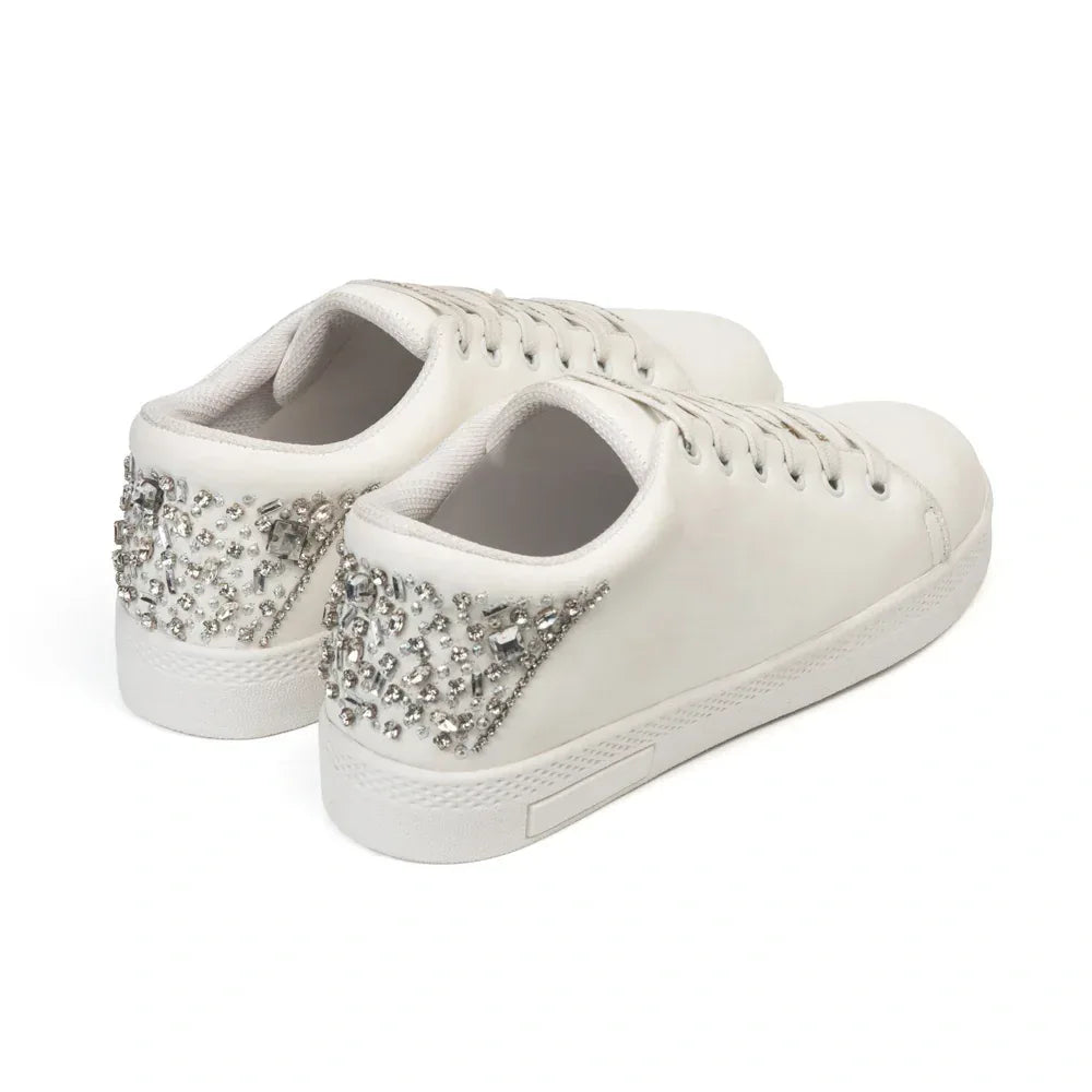 The Lexi White Luxury Embellished Trainer Rettrose