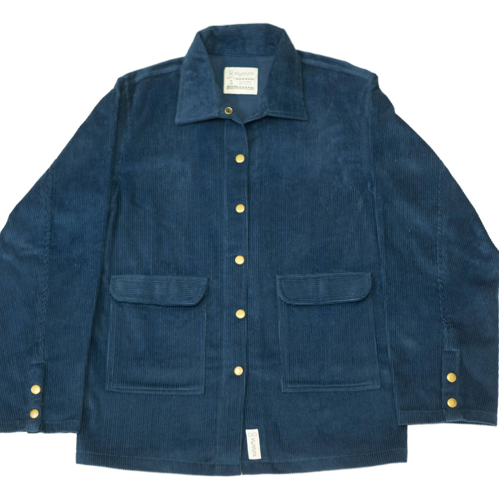 Corduroy Oversized Shacket Rich Electric Blue Stylstpls