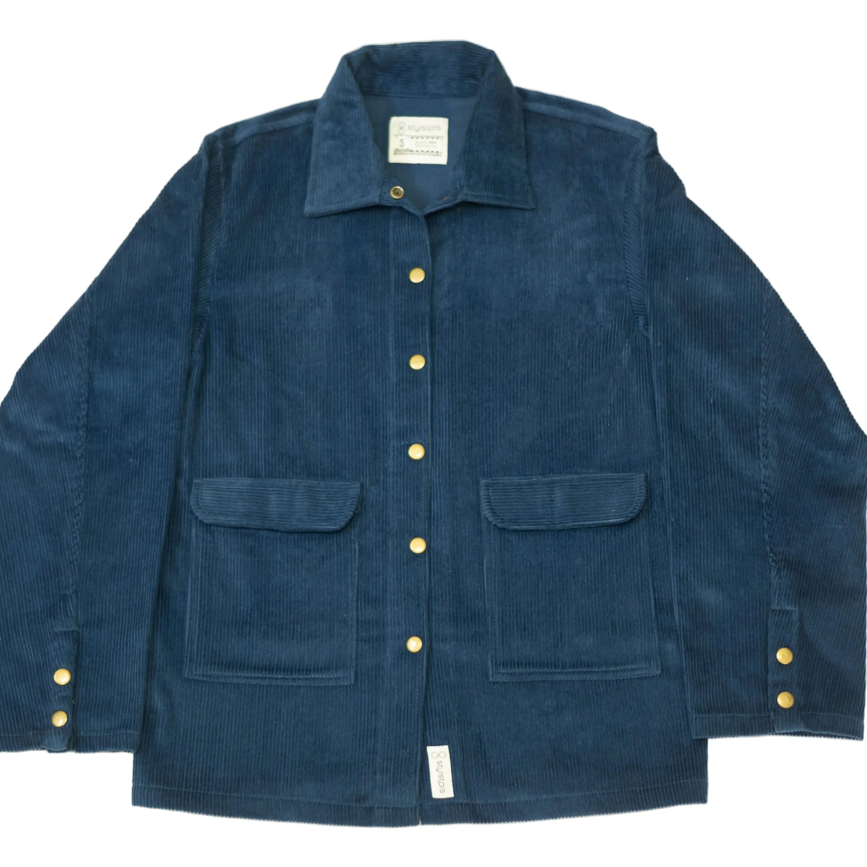 Corduroy Oversized Shacket Rich Electric Blue Stylstpls