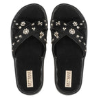 The Giana Black Luxury Cross Over Embellished Slides Rettrose