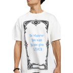 Rebel Heart Card Round Neck Printed White T-Shirt FLYAF