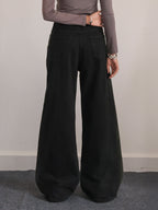 Rustic Black Ombre Washed Wide Leg Jeans