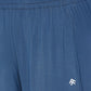 Close-up of Atlantic Blue Active Duo joggers with an elastic waistband, crafted from buttery soft fabric and featuring a small white "RF" logo on the pocket.