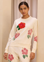 3D Hibiscus Embroidery iCotton Sweatshirt Alonge