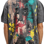 Soul Art Printed Grey T-Shirt FLYAF