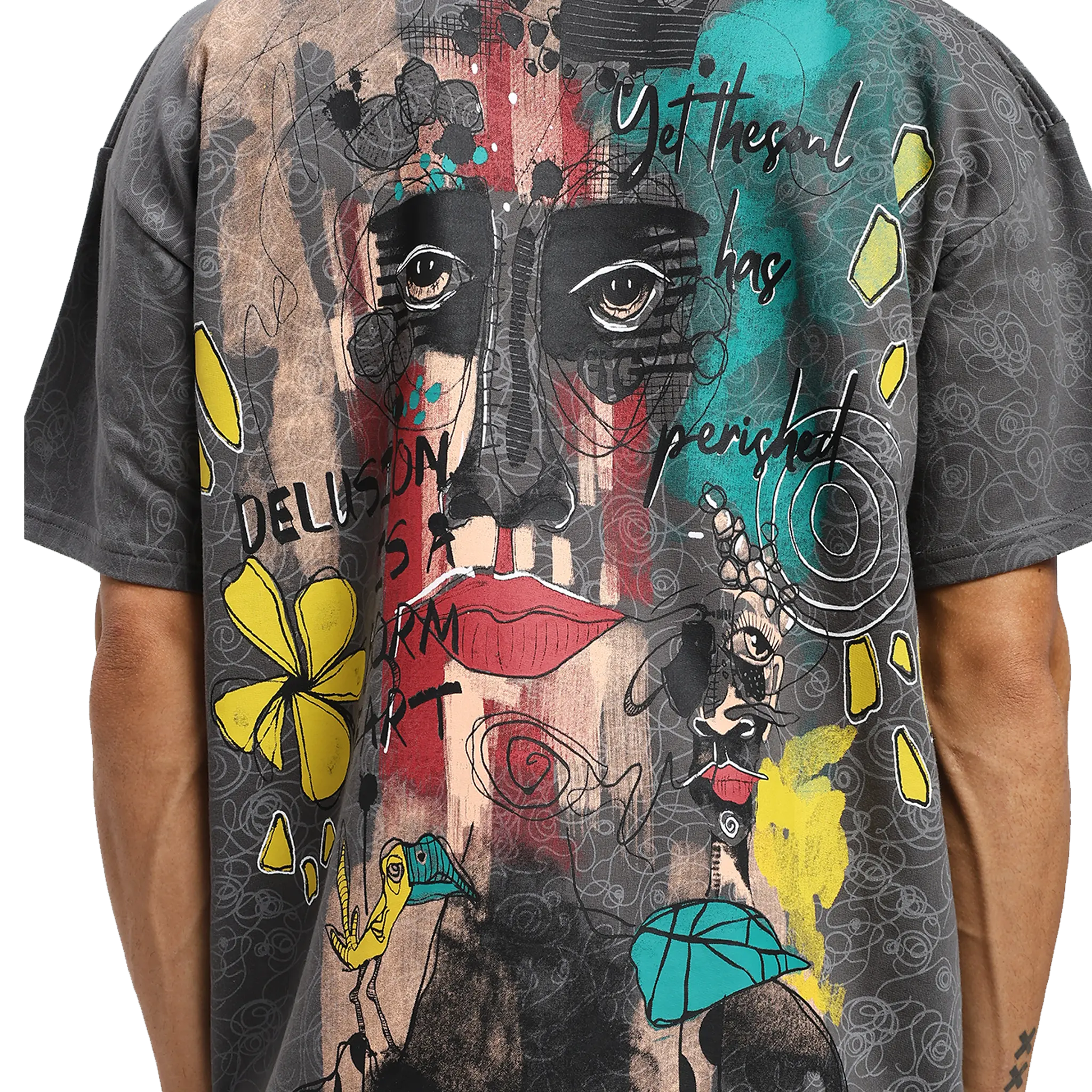 Soul Art Printed Grey T-Shirt FLYAF