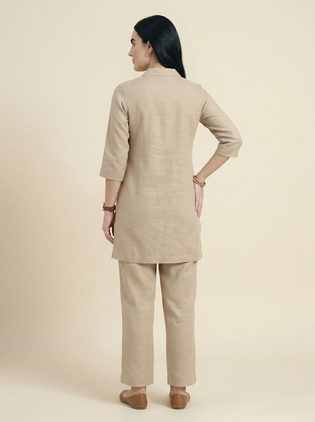 Barara Women's Beige Kurta Set with Pants