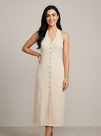 House of S Women's Classic Pearl Button Midi Dress