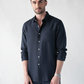 100% Linen Soft Touch Navy Blue Shirt