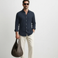 100% Linen Soft Touch Navy Blue Shirt