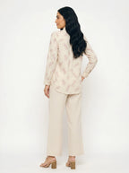 House of S white Ivory Floral Embroidered Shirt