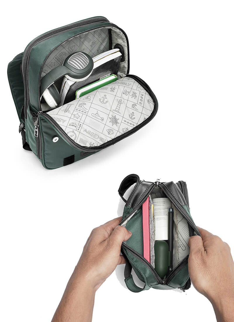 Echo+Flux Combo | Green | Laptop Backpack with Fanny Pack