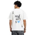 Rebel Heart Card Round Neck Printed White T-Shirt FLYAF