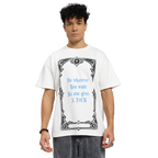 Rebel Heart Card Round Neck Printed White T-Shirt FLYAF