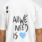 Rebel Heart Card Round Neck Printed White T-Shirt FLYAF