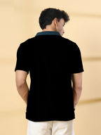 Rigo Men's Contrast Textured Panel  Polo T-shirt