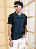 Rigo Men's Contrast Textured Panel  Polo T-shirt