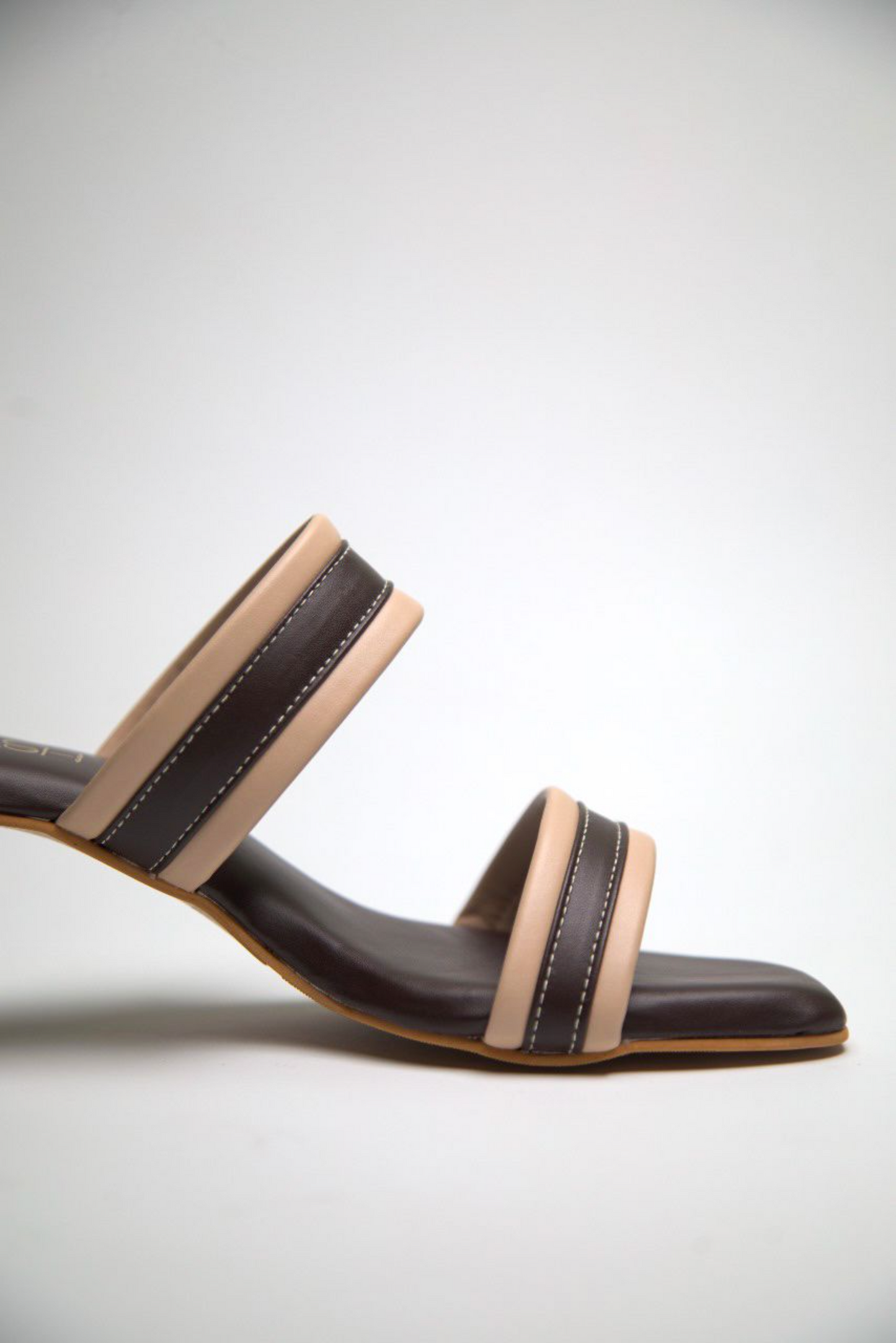 Two-Toned Strappy Heels-Beige & Brown