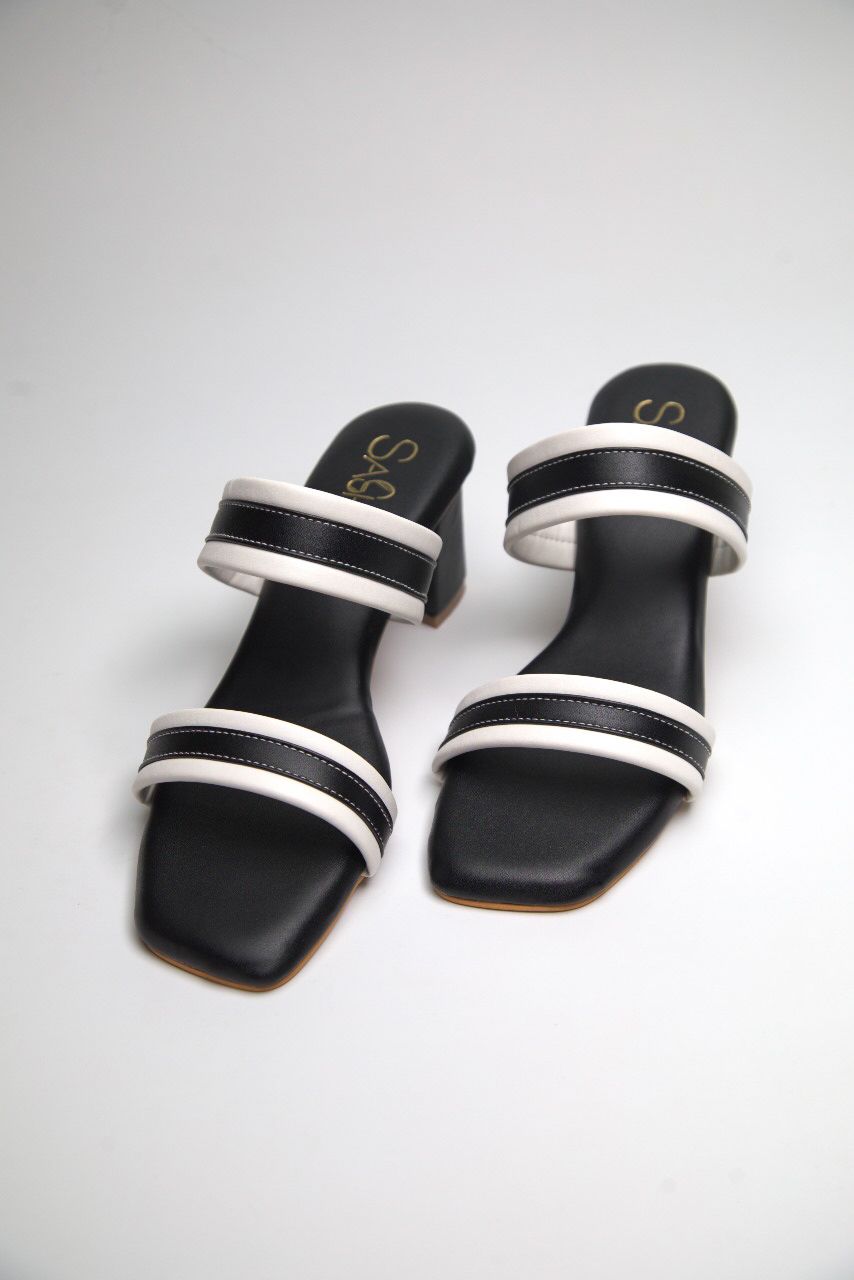 Two-Toned Strappy Heels - Black & White