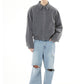 Slash Cut Light Blue Baggy Denim