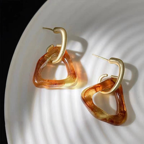 Brown Geometric Pin Earrings JLT11527 Just Lil Things