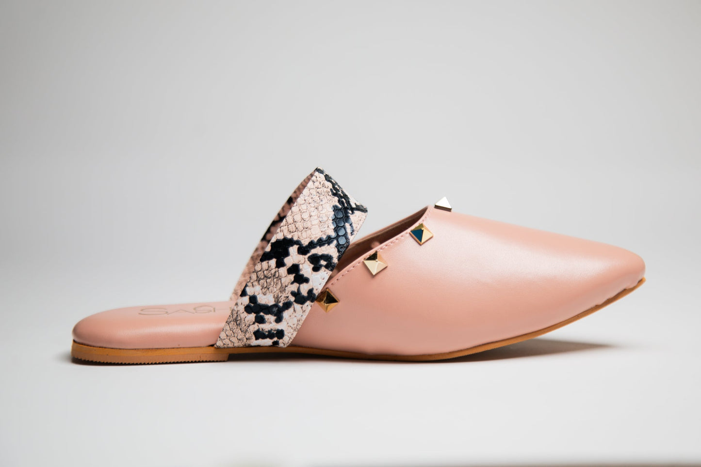 Studded Mules - Peach