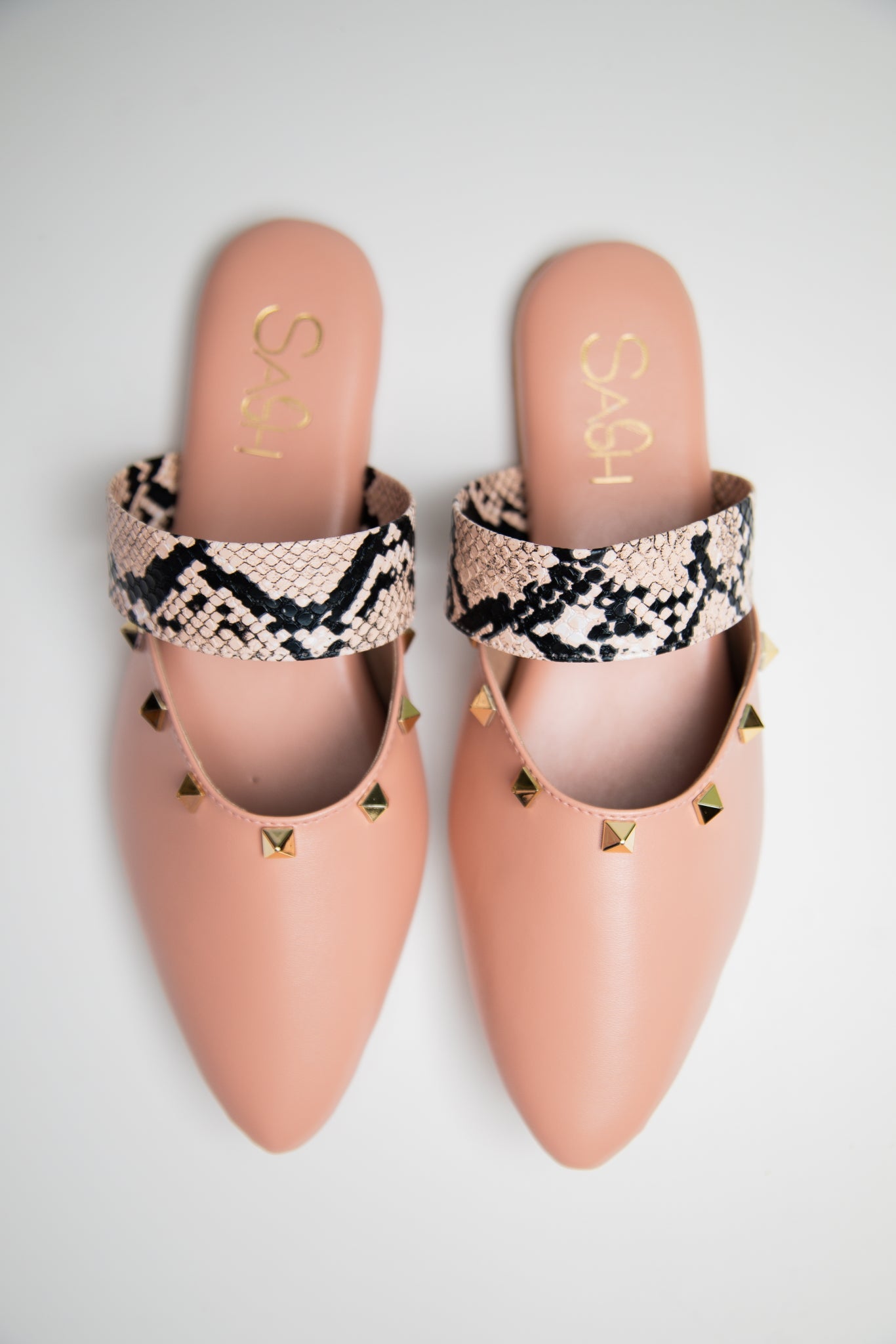 Studded Mules - Peach