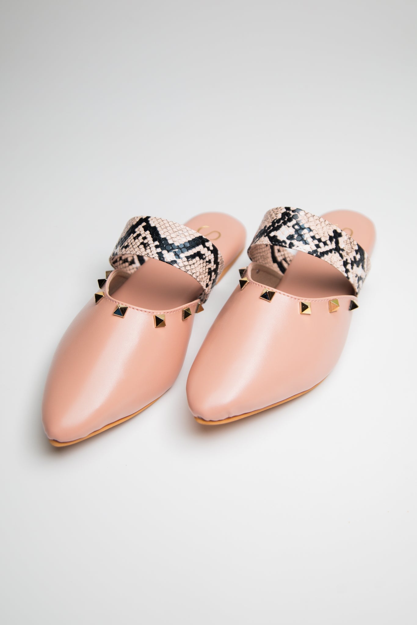Studded Mules - Peach