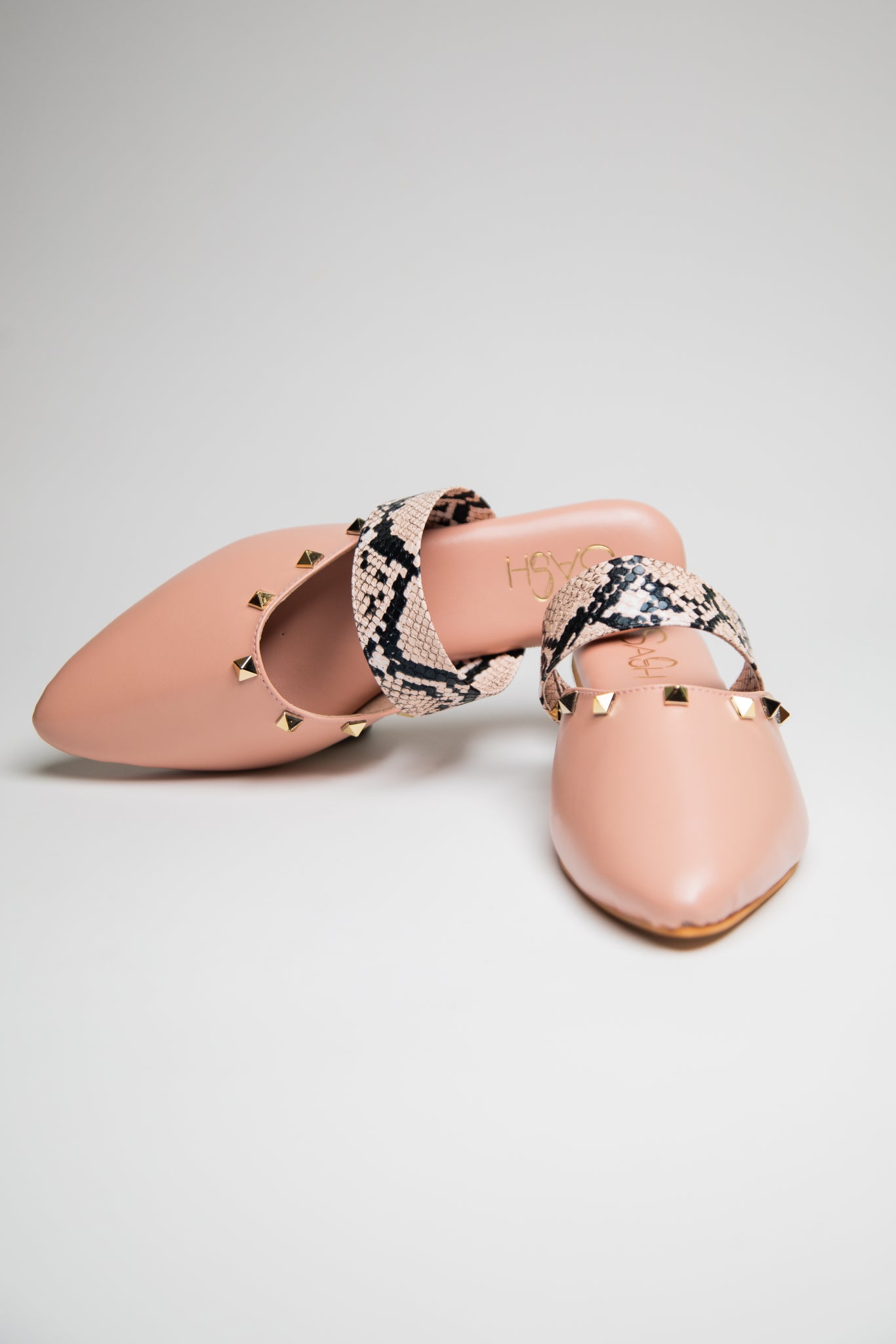 Studded Mules - Peach