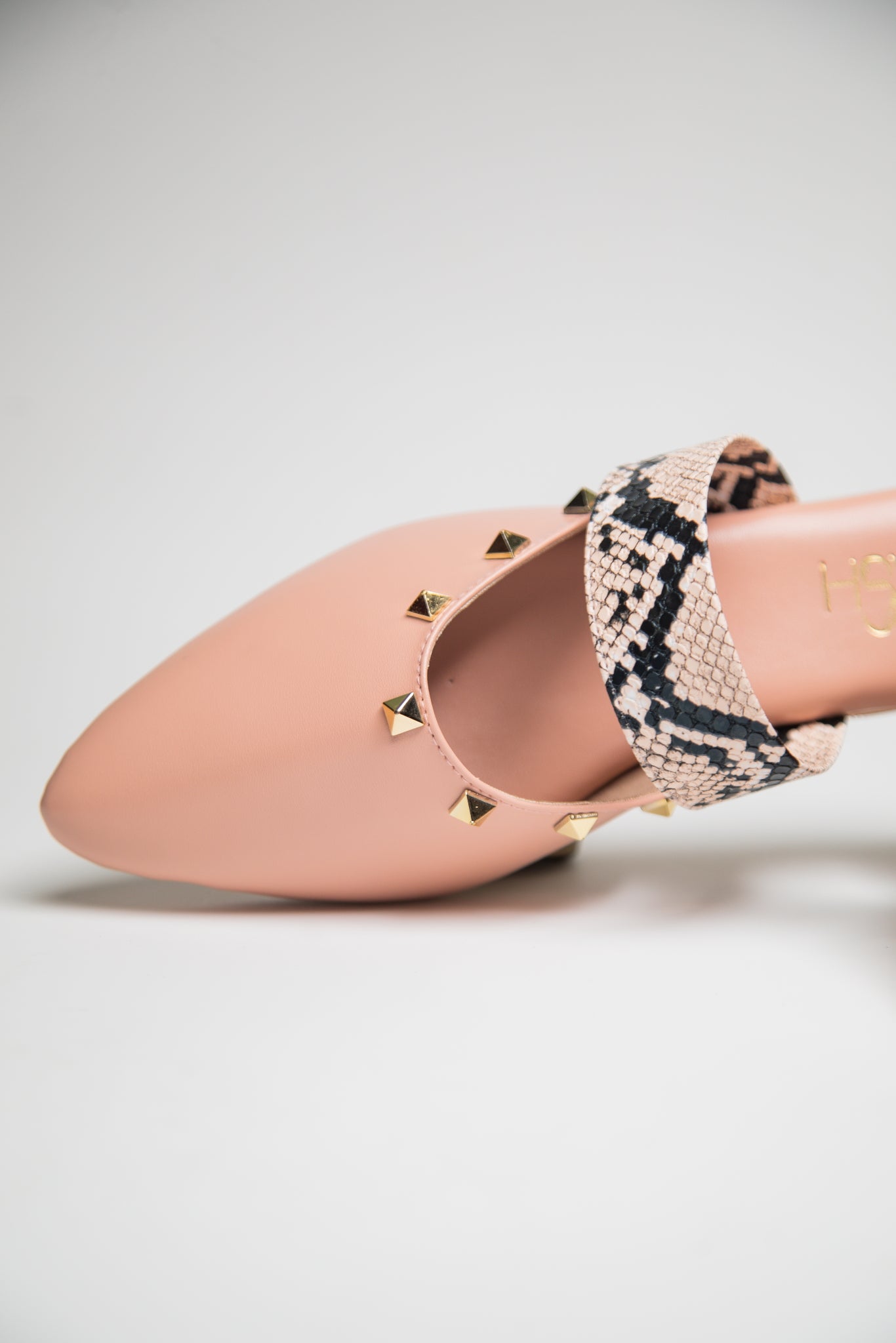 Studded Mules - Peach