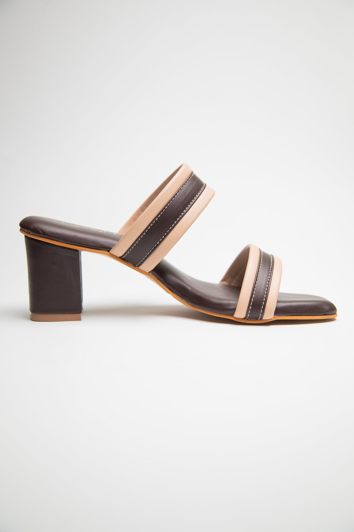 Two-Toned Strappy Heels-Beige & Brown