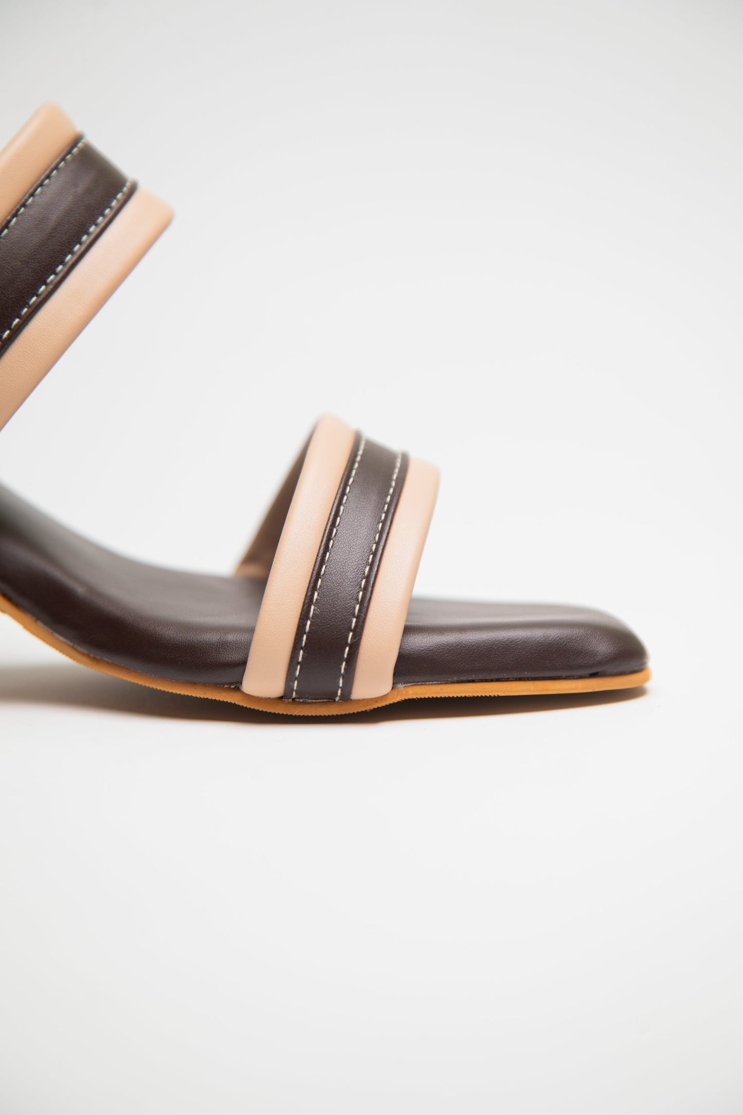 Two-Toned Strappy Heels-Beige & Brown