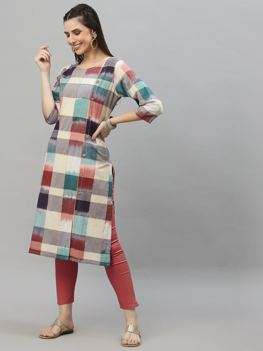 Women Ikat Woven Design Kurta