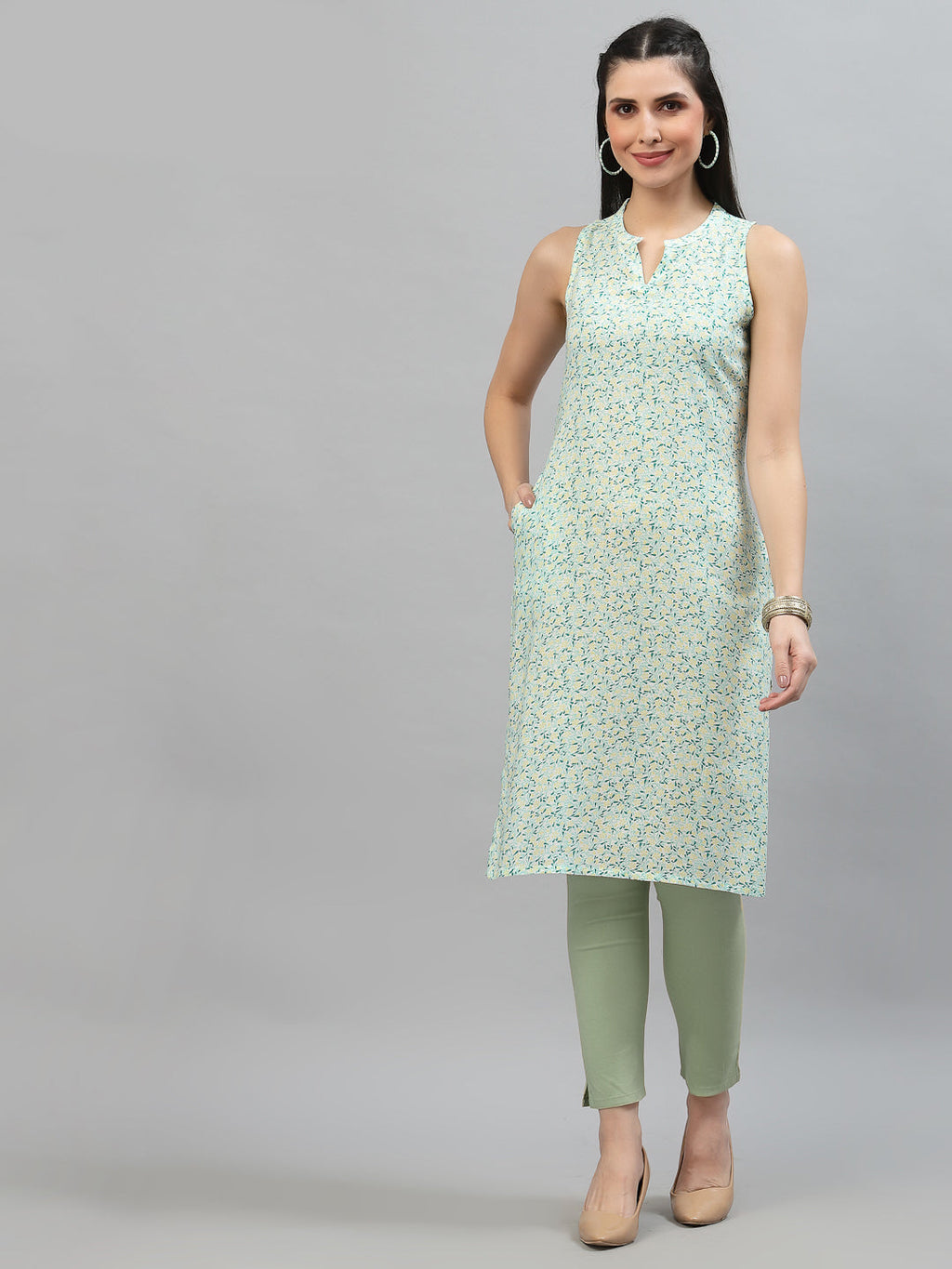 Women Multicolor Viscose Sleeveless Kurta Krya