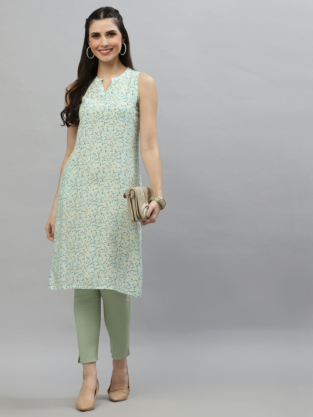 Women Multicolor Viscose Sleeveless Kurta Krya