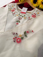 Prisachi Women’s White Floral Thread Embroidered Kurta Set with Dupatta & Pants
