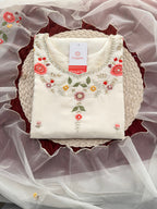 Prisachi Women’s White Floral Thread Embroidered Kurta Set with Dupatta & Pants