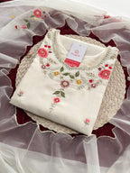 Prisachi Women’s White Floral Thread Embroidered Kurta Set with Dupatta & Pants