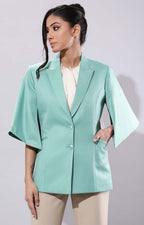 Slit Sleeves Blazer- Sea Green