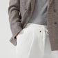 Men's Relaxed Fit Linen- Blend Drawstring Trousers - White - Adam Spirit