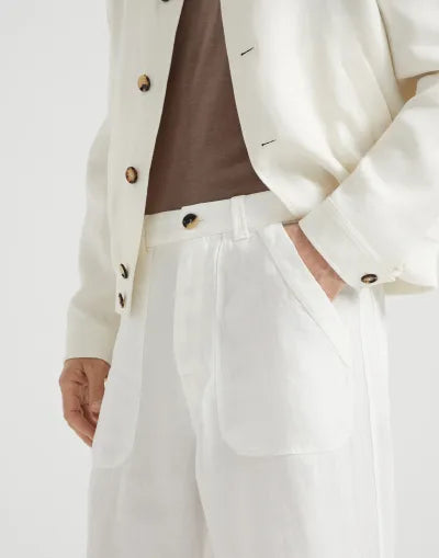 Resort Linen Drawstring Trousers Classic White - Adam Spirit