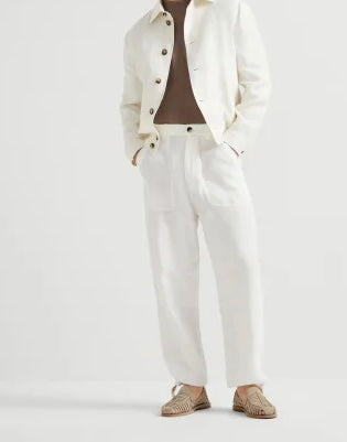 Resort Linen Drawstring Trousers Classic White - Adam Spirit
