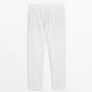 White Linen Drawstring Pants Relaxed Fit Summer Bottoms for Effortless Comfort - Adam Spirit