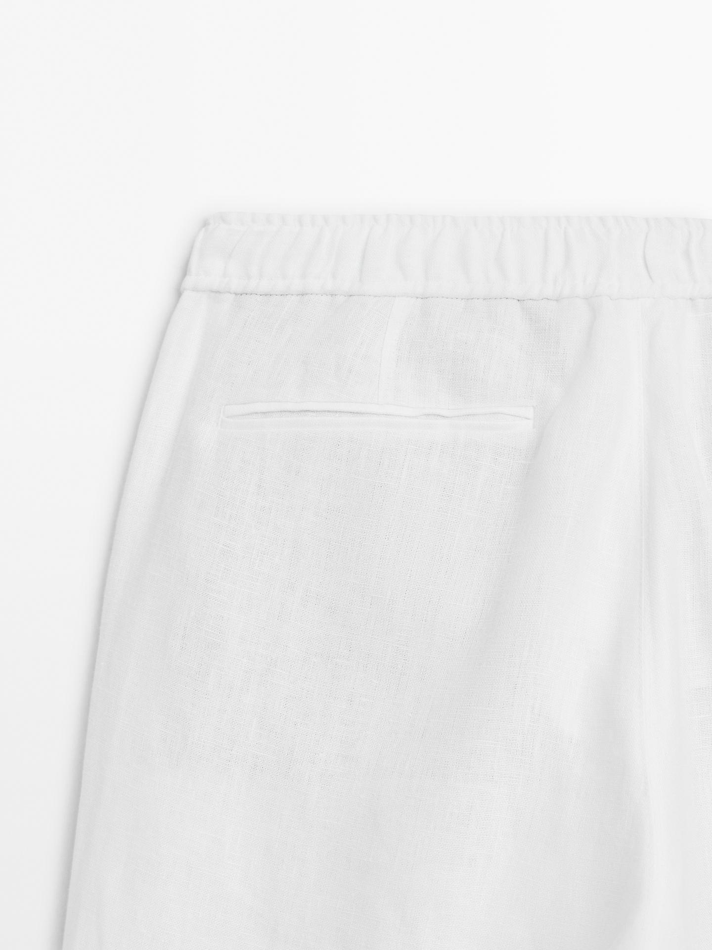 White Linen Drawstring Pants Relaxed Fit Summer Bottoms for Effortless Comfort - Adam Spirit