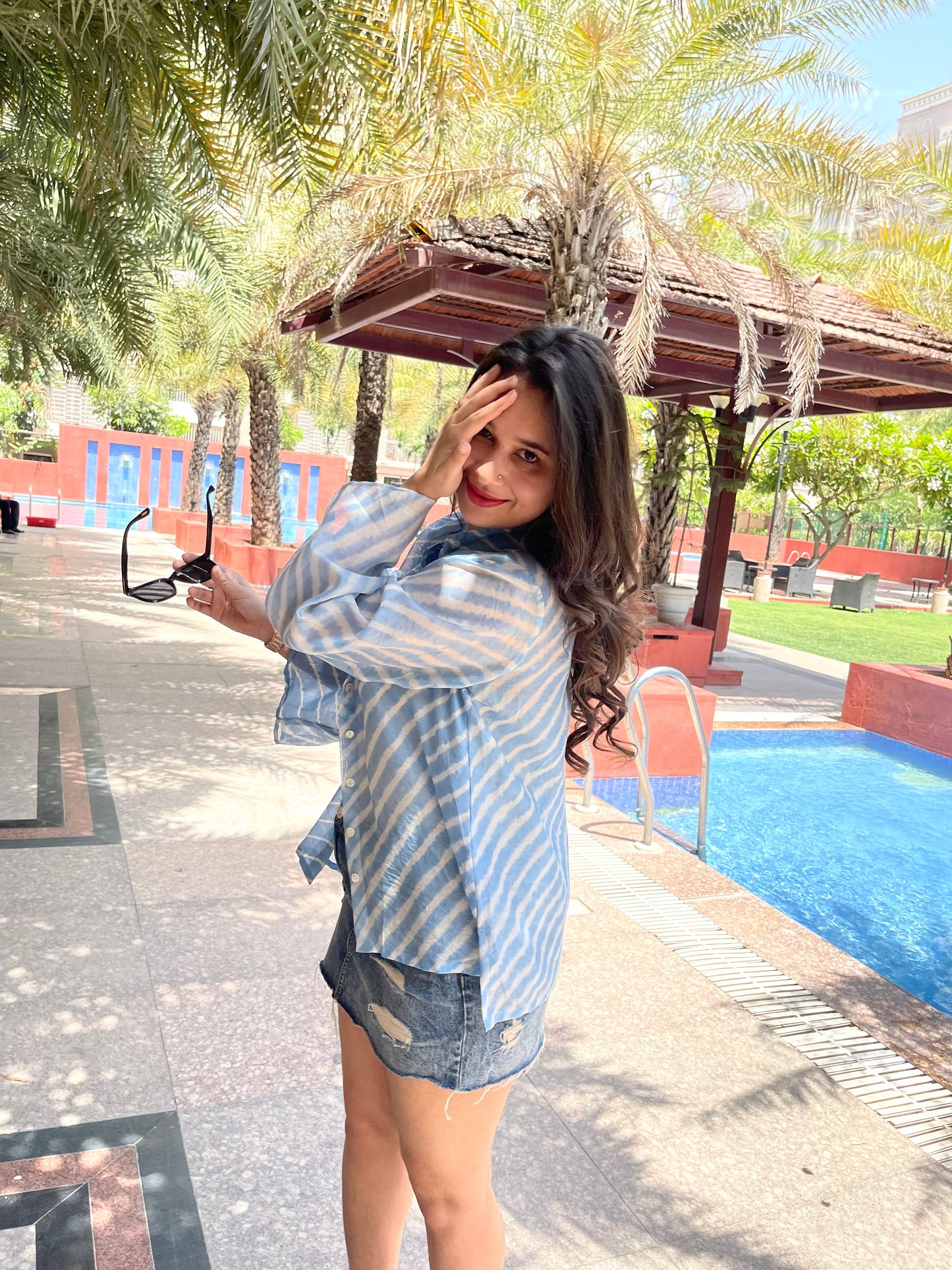 CORNFLOWER LEHRIYA SHIRT