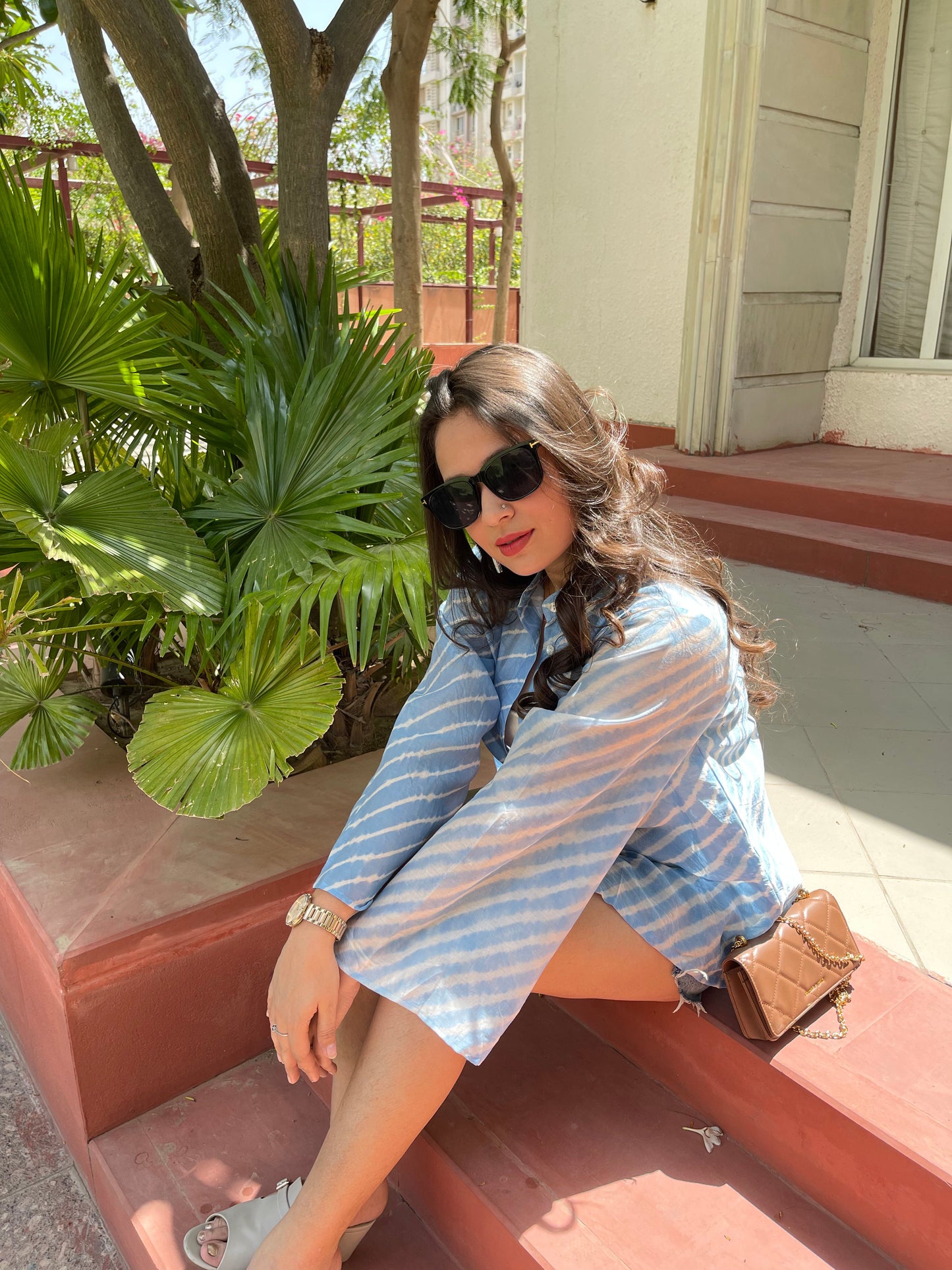 CORNFLOWER LEHRIYA SHIRT